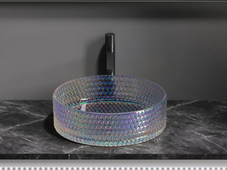 Умывальник чаша накладная круглая Ceramicanova Cristal 360*360*112мм, неон, CN6059