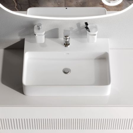 M8FWCC10601WG Func Раковина накладная AM.PM, прямоугольная с пъедесталом, 60 см, цвет белый глянец