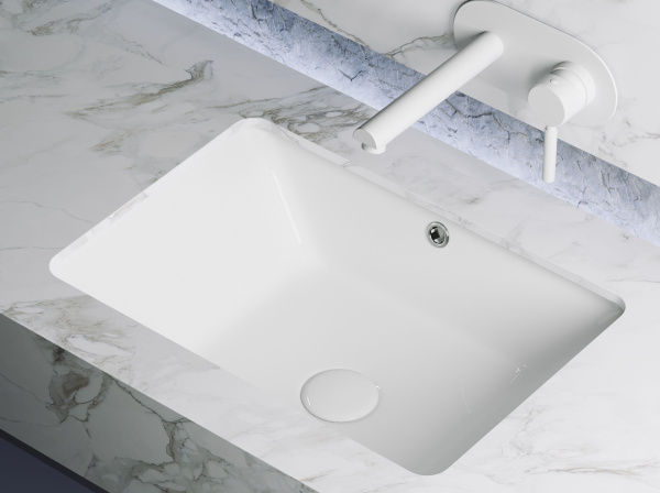 Умывальник прямоугольный встраиваемый под столешницу Ceramicanova Element 550*400*185мм, с крепежом и шаблоном для установки, Белый, CN6045