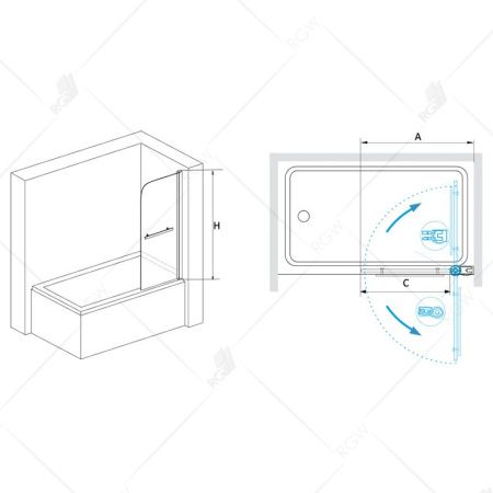Шторка на ванну RGW SC-06 03110608-11 прозрачное стекло, хром