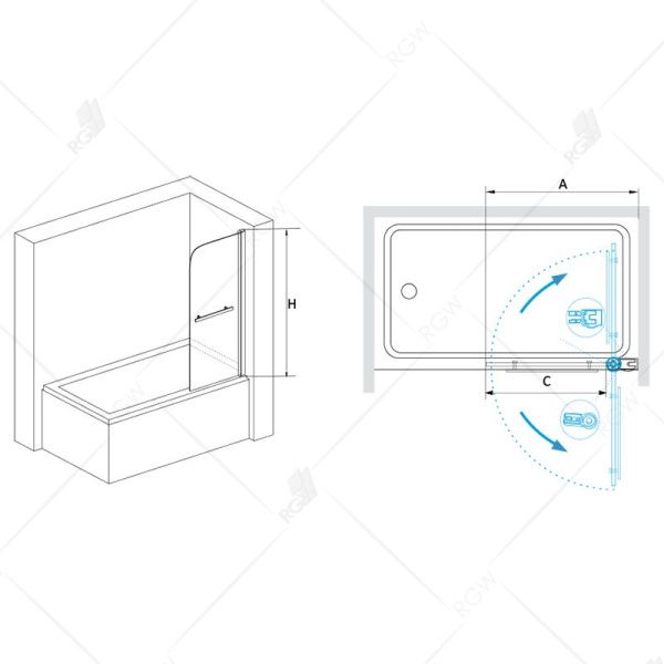 Шторка на ванну RGW SC-06 03110608-11 прозрачное стекло, хром
