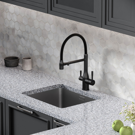 Смеситель для кухни SANCOS Garda с гибким изливом и возможностью подключения фильтра для воды, цвет Черный матовый, арт. SC4009MB
