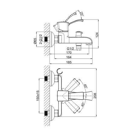 Смеситель для ванны D&K Rhein DA1473201, хром