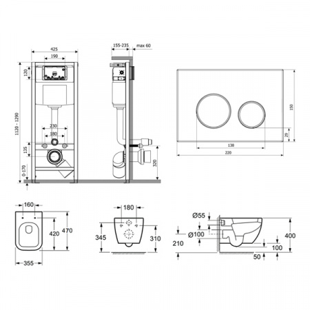 Комплект инсталляции и унитаза 10 в 1 Lavinia Boho Relfix One Compacto 98010032