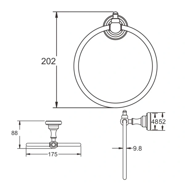 Кольцо для полотенец Rose RG1106, хром