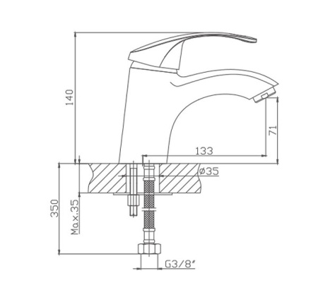 Смеситель для раковины Cron CN1021, хром