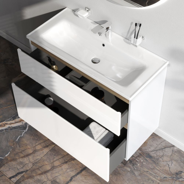 M85AFSX1002WG X-Joy База под раковину AM.PM, напольная, 100 см, 2 ящика, белый глянец