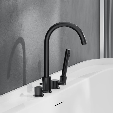 360400300 Scandinavian Pure Смеситель на борт ванны AM.PM, четырёхсекционный, черный матовый