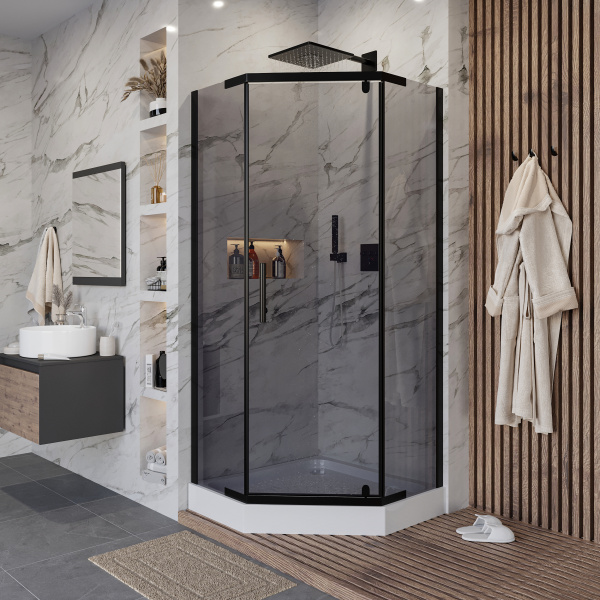 Душевой уголок Niagara Eco NG-010-14DT (100х100х195) низкий поддон(13см),черный,стекло тонированное,