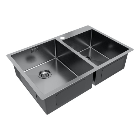 Мойка Paulmark KRONER 78/2S PM237851-GM 510х780х200 мм, нержавеющая сталь, вороненая сталь
