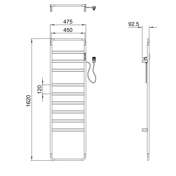 Полотенцесушитель электрический WONZON & WOGHAND, Черный матовый (WW-A204-MB)