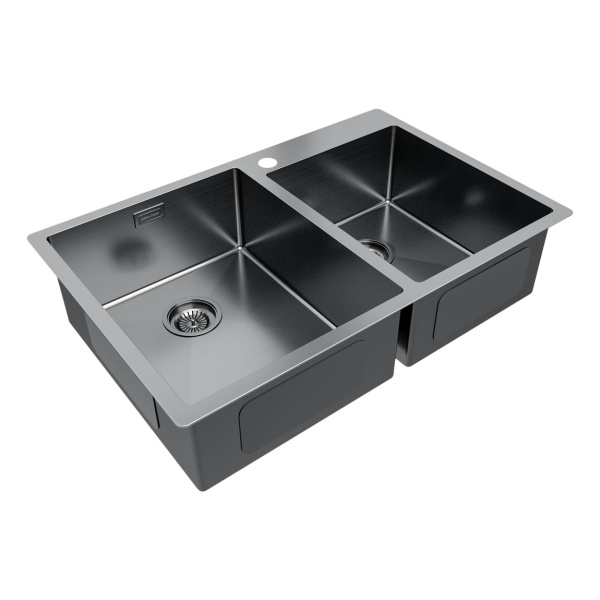 Мойка Paulmark KRONER 78/2S PM237851-GM 510х780х200 мм, нержавеющая сталь, вороненая сталь
