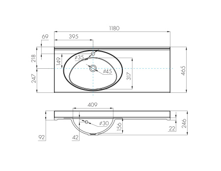 Раковина AQUATON Отель 3/120 левая белая с навесами 1A70093NOT01L