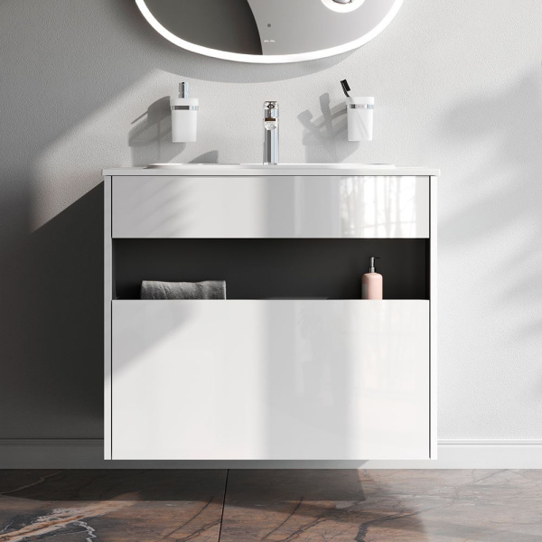 M8FFUX0801WG Func База под раковину AM.PM, 1 ящик (pull-out), 80 см, цвет белый глянец