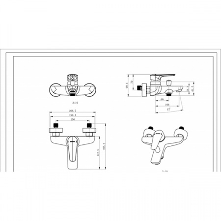 Смеситель для ванны Bravat Arden F6351385CP-01-RUS