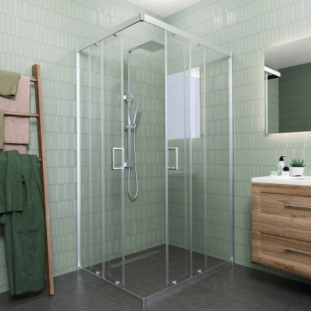 Душевой угол Veconi Rovigo RV-10, 1200x100x1950, хром, стекло прозрачное