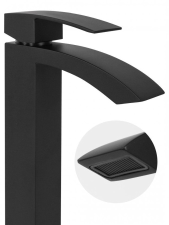 Cмеситель для раковины Высокий Hansberge H2077 Черный матовый