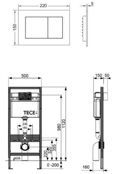 Комплект инсталляции TECEbase kit 9 400 406 кнопка глянцевый хром