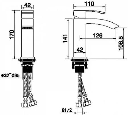 Cмеситель для раковины Hansberge H1077 Черный матовый
