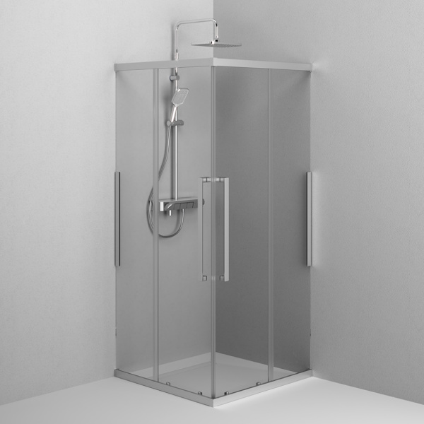 W84G-403-9090-MT Душевое ограждение AM.PM Func Square Slide 90х90, мат хром, прозрачное