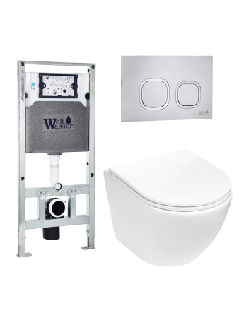 Комплект инсталляции с унитазом Weltwasser AMBERG 506 ST + MERZBACH 043 MT-WT + AMBERG RD-MT CR