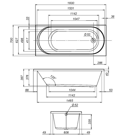 W94A-160-070W-A X-Joy Ванна акриловая AM.PM 160х70