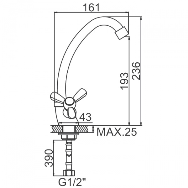 Смеситель для мойки Ledeme H12 L4112-2