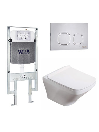 Комплект инсталляции с унитазом Weltwasser AMBERG 497 ST + HOFBACH 041 GL-WT + AMBERG RD-MT CR