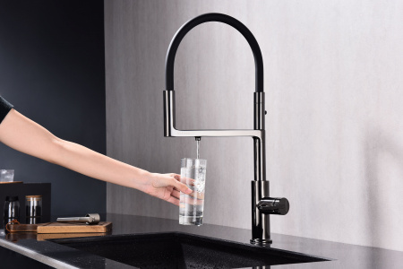 Смеситель для кухни Paulmark TORNADO To213402-GB, глянцевый черный