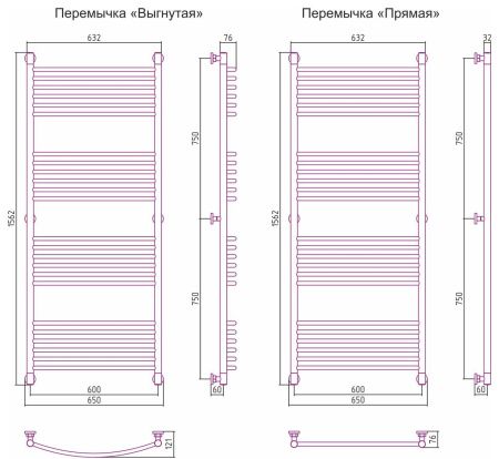 Полотенцесушитель Сунержа Богема+ 1500х600 прямая 00-0220-1560