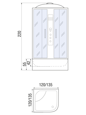Душевая кабина River TEMZA 135/135/55 MT 1350х1350х2200мм
