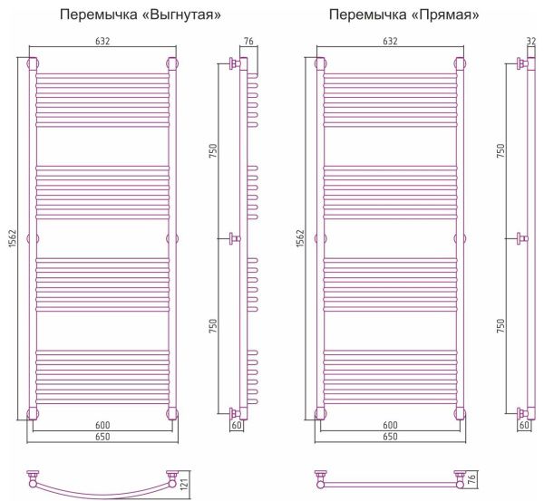 Полотенцесушитель Сунержа Богема+ 1500х600 прямая 00-0220-1560