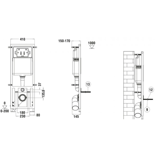 Унитаз с инсталляцией WeltWasser MARBERG 410 + MERZBACH 004 MT-BL + MAR 410 SE