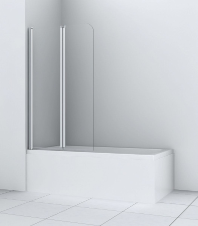 Шторка для ванны Azario BOSTON 80*140 хром, прозрачное стекло 4 мм. (AZ-141 80 (41,5+38,5)*140)