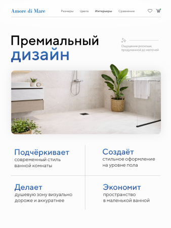 Трап для душа Amore di Mare Picco SD-15B, 150х150 мм, оборачиваемый под плитку, черный