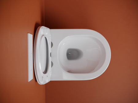 Подвесной унитаз Ceramicanova UNO безободковый, смыв Торнадо, с крепежом для полностью скрытого монтажа, ультратонким сидением с функцией быстрого снятия и крышкой с функцией плавного закрытия, цвет белый CN11001T