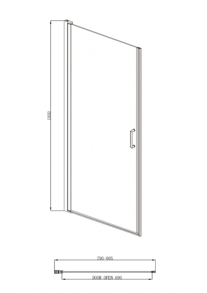 Душевая дверь Adema НАП/NAP 80x195 прозрачная