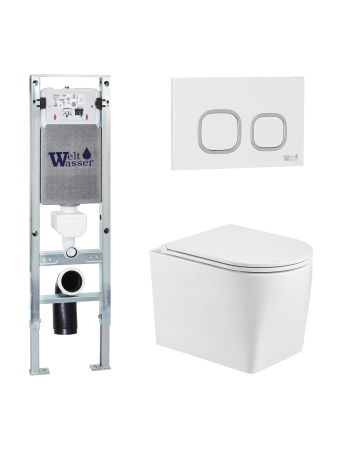 Унитаз с инсталляцией WeltWasser AMBERG 350 ST + NESENBACH 004 GL-WT + AMBERG RD-WT