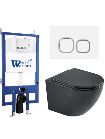 Комплект инсталляции с унитазом Weltwasser BAMBERG 545 + MERZBACH 043 MT-BL + BAMBERG WT