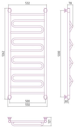 Полотенцесушитель Сунержа Элегия+ 1200x500 00-0205-1250