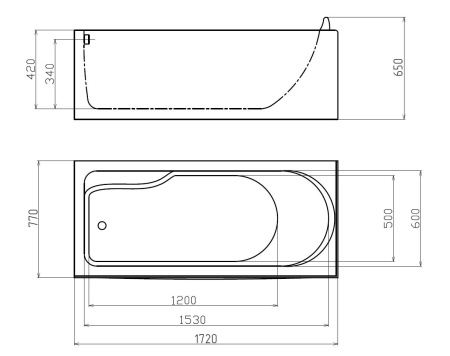 Акриловая ванна Gemy G9006-1.7 B L