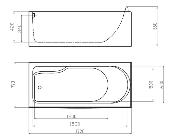Акриловая ванна Gemy G9006-1.7 B L