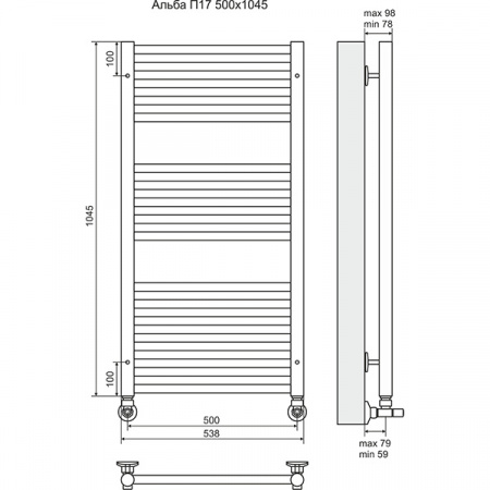 Полотенцесушитель Terminus Альба П17 500х1045