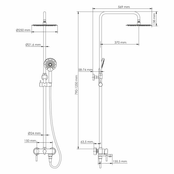 Душевой комплект Wasserkraft A14201 со смесителем