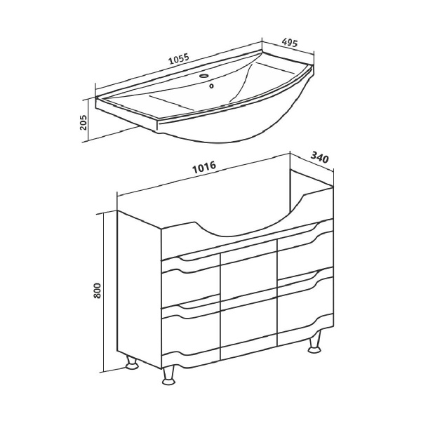 Тумба под раковину Runo  (под умывальник Стиль 105) Стиль 105 (00000001118)