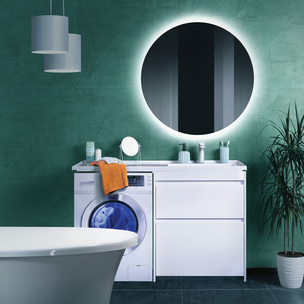 Тумба под умывальник Belux на стиральную машину Прометей 70-02,Белый глянцевый