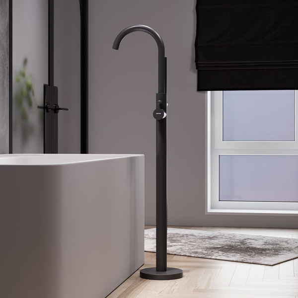 365000300 Scandinavian Pure Смеситель для ванны и душа AM.PM, отдельностоящий, с ручным душем и шлангом, ч