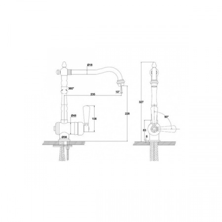 Смеситель для мойки Kaiser Vincent 31066-3Br бронза