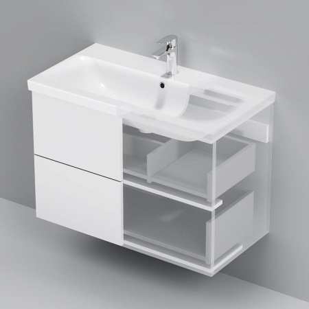 M90FHX0802WG Gem База под раковину AM.PM, подвесная, 80 см, 2 ящика push-to-open, белый, глянец