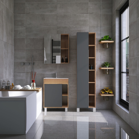 Тумба VIANT "Бостон" COMO 70 1 ств графит 425х655х820 (VBOS70COG-T1ST)